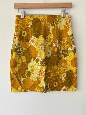 Vintage flower power mini skirt handmade cotton floral zip back festival skirt